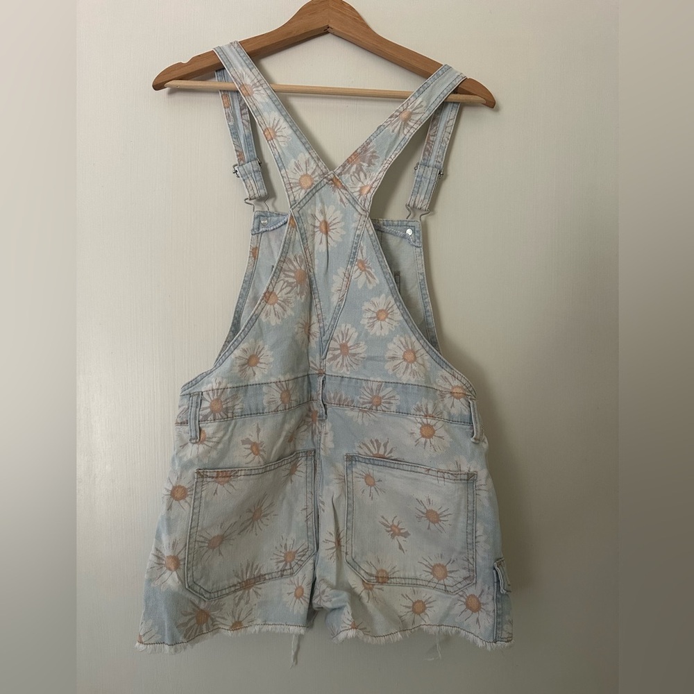 No Boundaries Light Blue Floral Denim Overalls - Picture 5 of 5